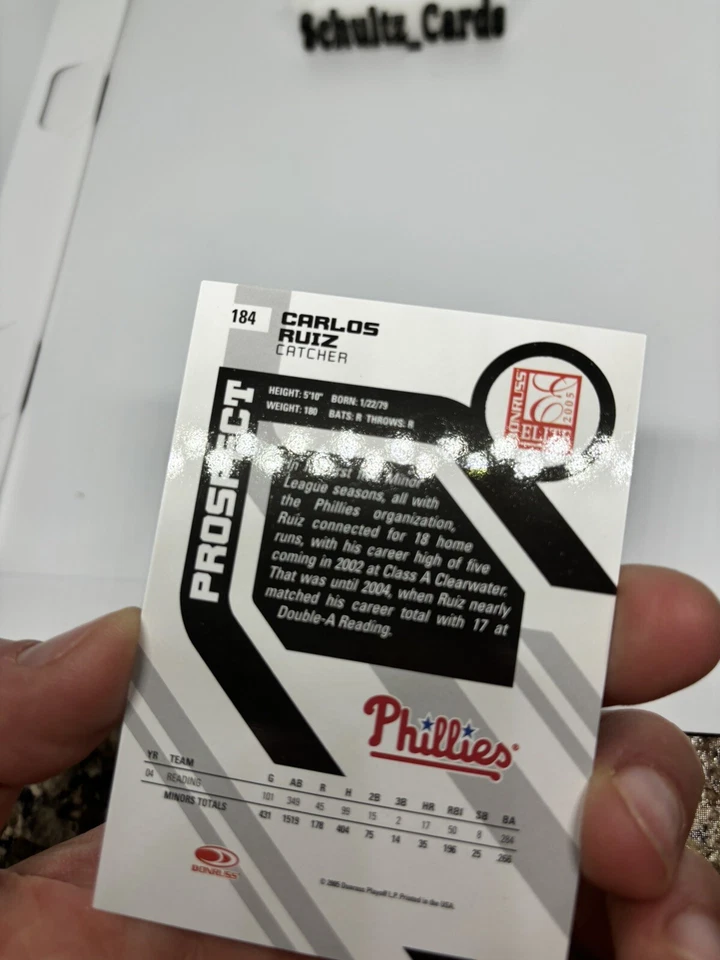2005 Donruss Elite Auto Prospects /1000 Carlos Ruiz #184 Rookie Auto RC - Image 4 of 4