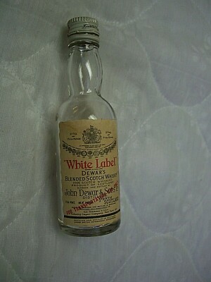 Dewar's White Label Scotch Clear Glass 10th Pint Mini Bottle/For Transportation 