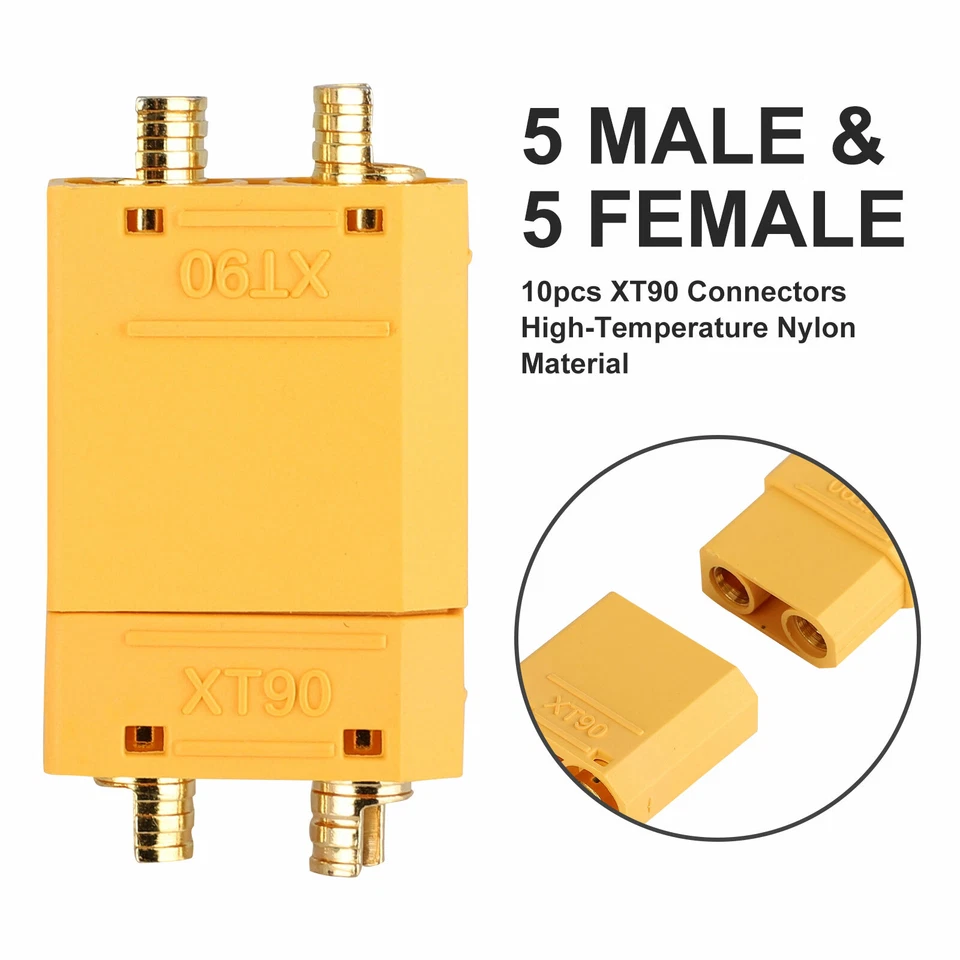 10pcs Amass XT90 Male Female Connector 4.5mm Bullet Plug Adapter for RC Battery - Image 2 of 4