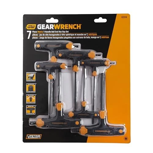 GEARWRENCH 7 Piece Metric T Handle Ball End Hex Key Set Alloy Steel 2.5mm to ... - Image 4 of 4