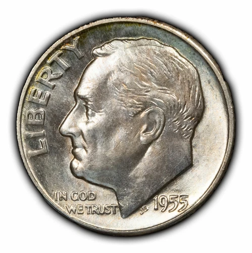 1955-D 10c Roosevelt Silver Dime - UNC - Luster - Subtle Toning - SKU-Y4589