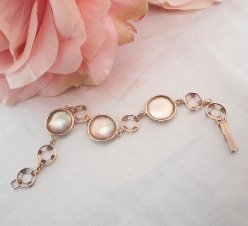 SALE* Gorgeous ANTIQUE 12k ROSE GOLD GF GUILLOCHE PINK ROSE ENAMEL BRACELET 10gm - Picture 13 of 13