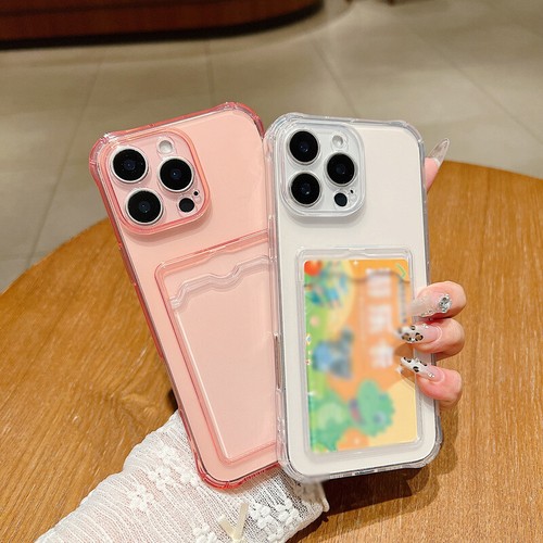 Slim Gel Card Holder Case Soft Cover For iPhone 17 Pro Max Air 16 15 14 13 12 11 - Picture 3 of 18