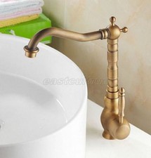 Antique Brass Single Hole Swivel Spout Kitchen Sink Mixer Tap Faucet Esf012