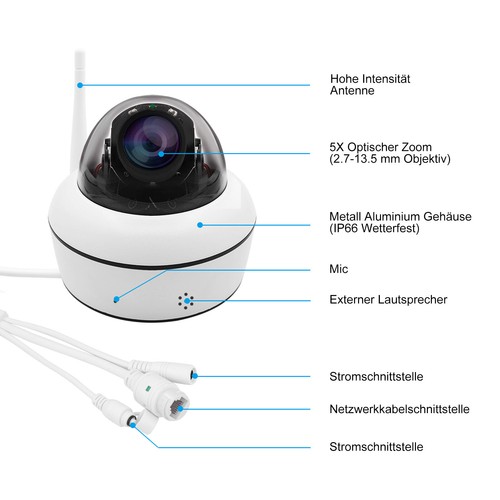 JideTech 5MP PTZ Camera Security Night Vision WiFi Motion Detection 2-Way Audio - Picture 3 of 7