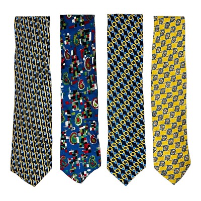 Vintage Silk Neck Ties Lot of 4 Mens Retro Ties Amazing Patterns STATS Brand (5)
