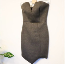 Lulus Dark Gray Strapless Dress -Thick Cotton Jersey Asymmetric Front Small