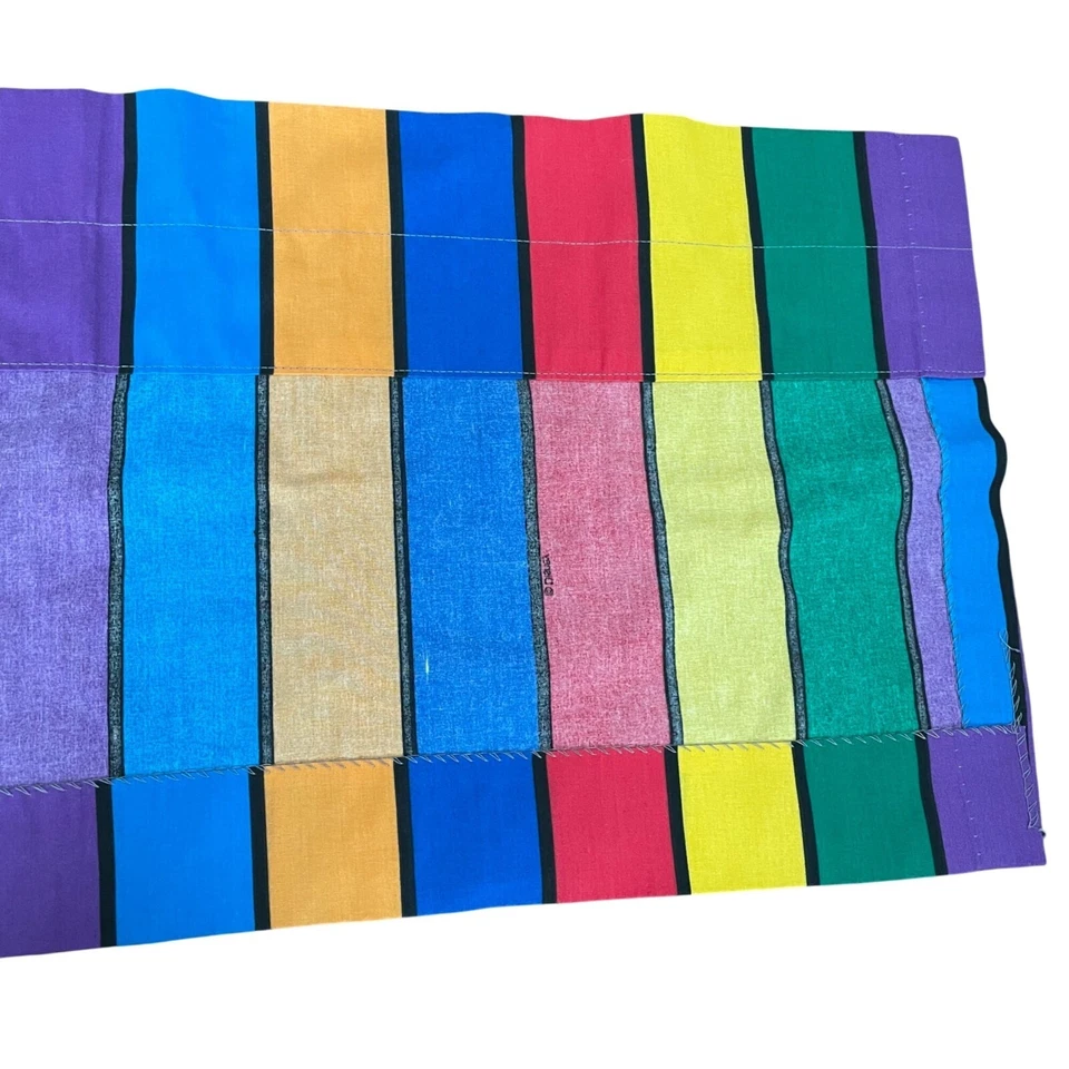 Cenefa a rayas arco iris Disney vintage años 90 panel cortina ventana superior bloque de color Foto 3 de 4