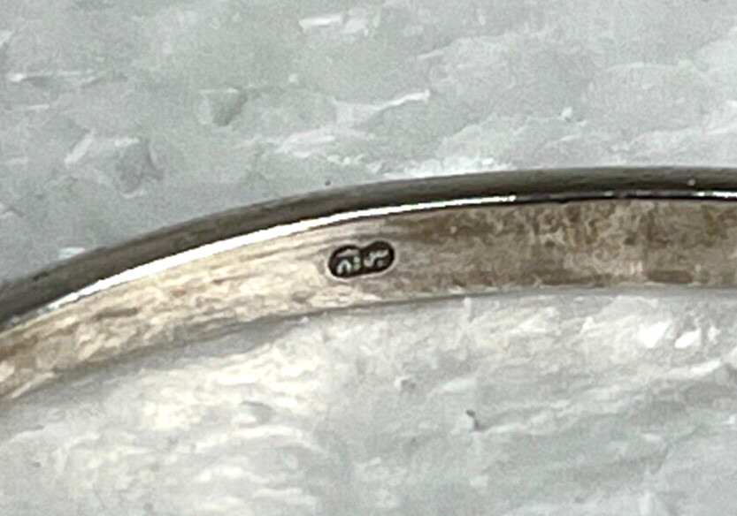 Vtg Solid Sterling Silver 925 HOOK BANGLE 7.25 " … - image 7