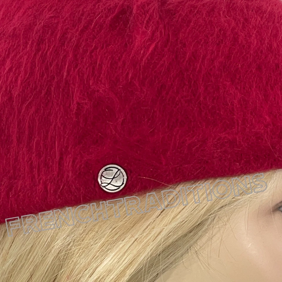 Laulhere French Beret Hat Angora Red Made in France 6 3/4 - Image 4 of 4