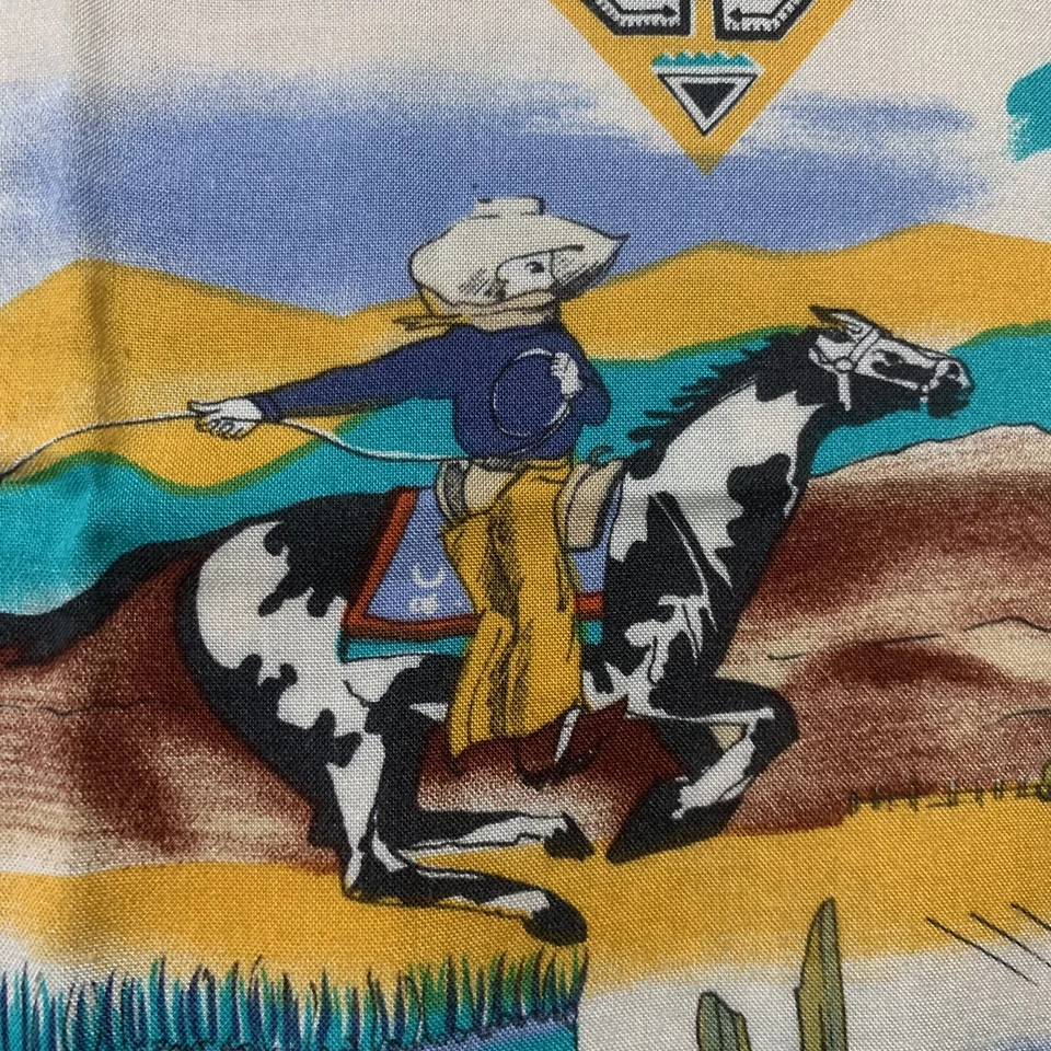 "Tela de rayón suave rodeo vaquero suroeste EMDAY vintage años 90 1992 76x59""" Foto 4 de 4