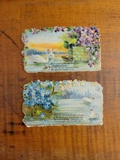 Antique- Victorian Calling Cards. Embossed Die-cut, Love Poems. Roses & Swan