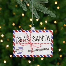 Northlight 3.5" White Envelope "USPS Dear Santa" Stripes Christmas Ornament