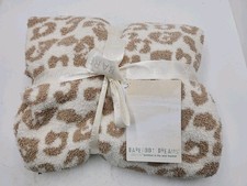 NEW Barefoot Dreams Cozy Chic Leopard Print Throw Blanket 45 X 60 Tan-Cream