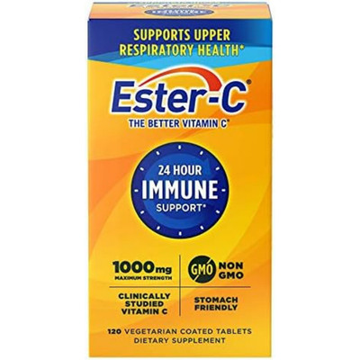 Ester-C Vitamin C 1000 mg Coated Tablets, Immune System Booster Supplement 120ct