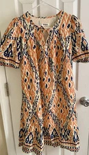 Kindred Woman’s Multicolor Midi Dress Puff Short Sleeve Lined Size S NWT