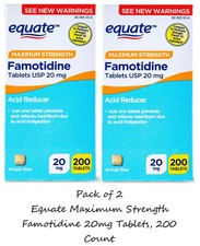 Equate Maximum Strength Famotidine 20mg Tablets, 200 Count 2 Pack 