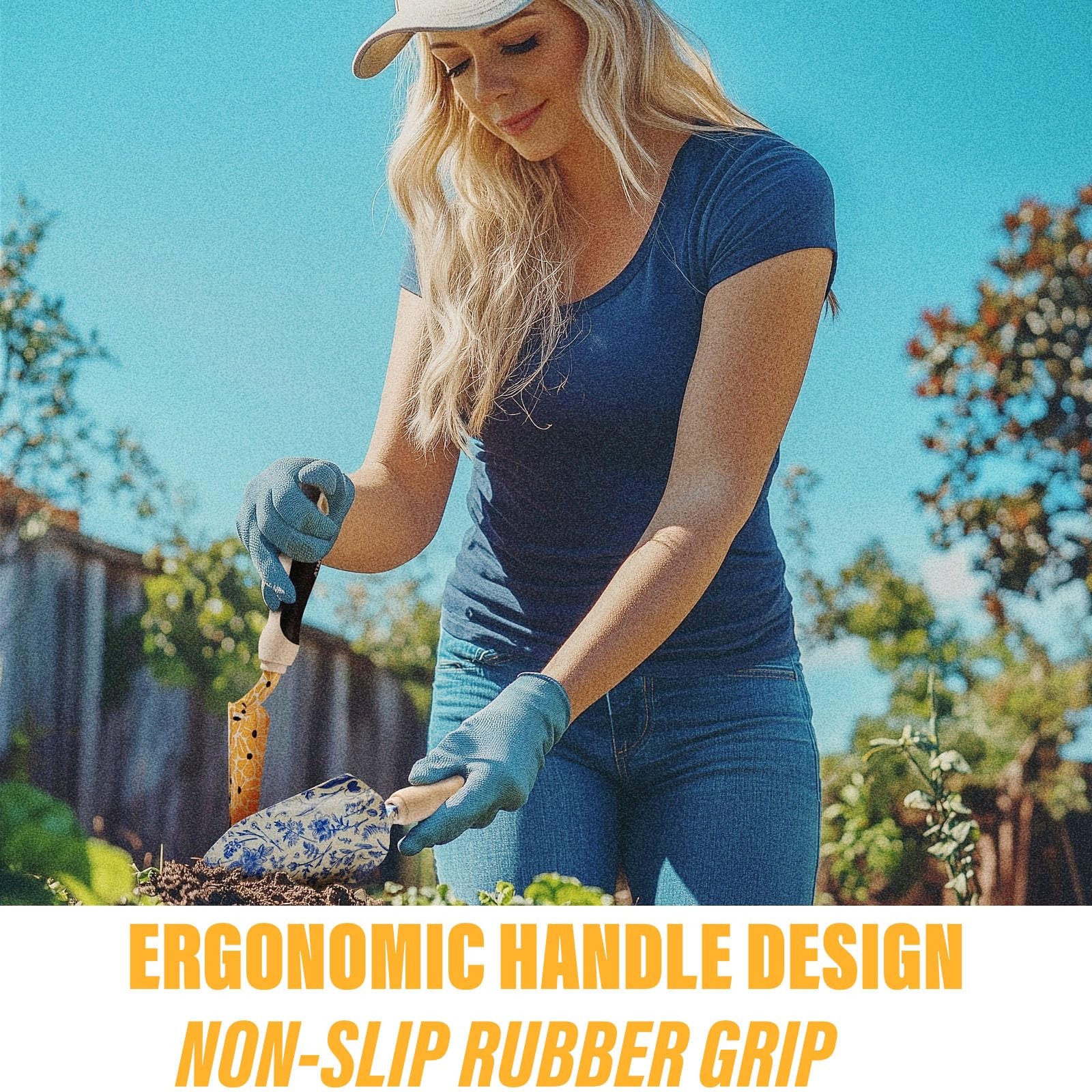 Gardening Tool Set of 5 Heavy Duty Aluminum Garden Tools with Non-Slip Rubber...