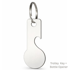 2-in-1 Stainless Steel Trolley Token Bottle Opener Keyring – UK