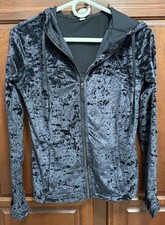 Lululemon Define Black Velour Crushed Velvet Hooded Zip Up Jacket Women's Size 8