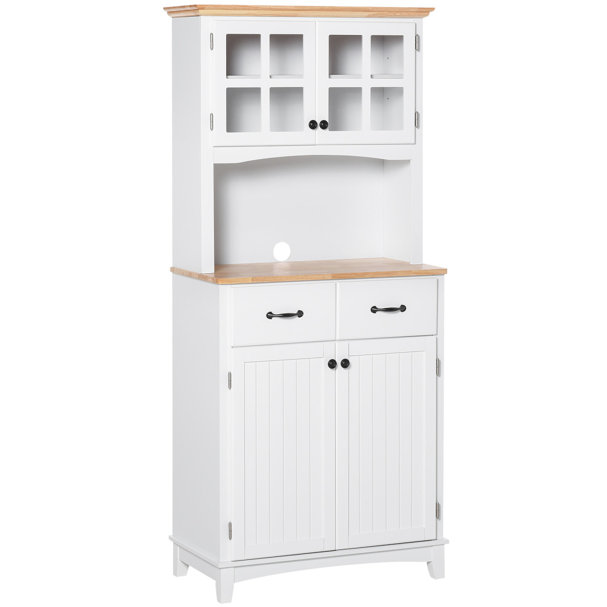 Homcom Unisex White Coastal Style Kitchen Cupboard Microwave Stand Storage Cabinet In - Image 2