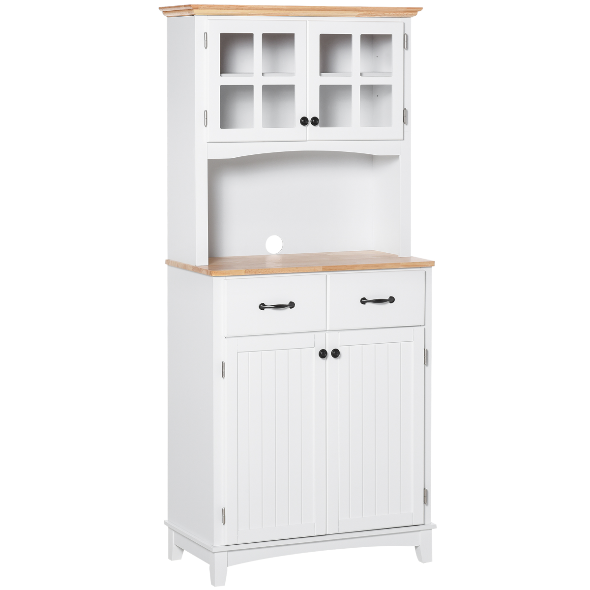 Homcom Unisex White Coastal Style Kitchen Cupboard Microwave Stand Storage Cabinet In - Image 2