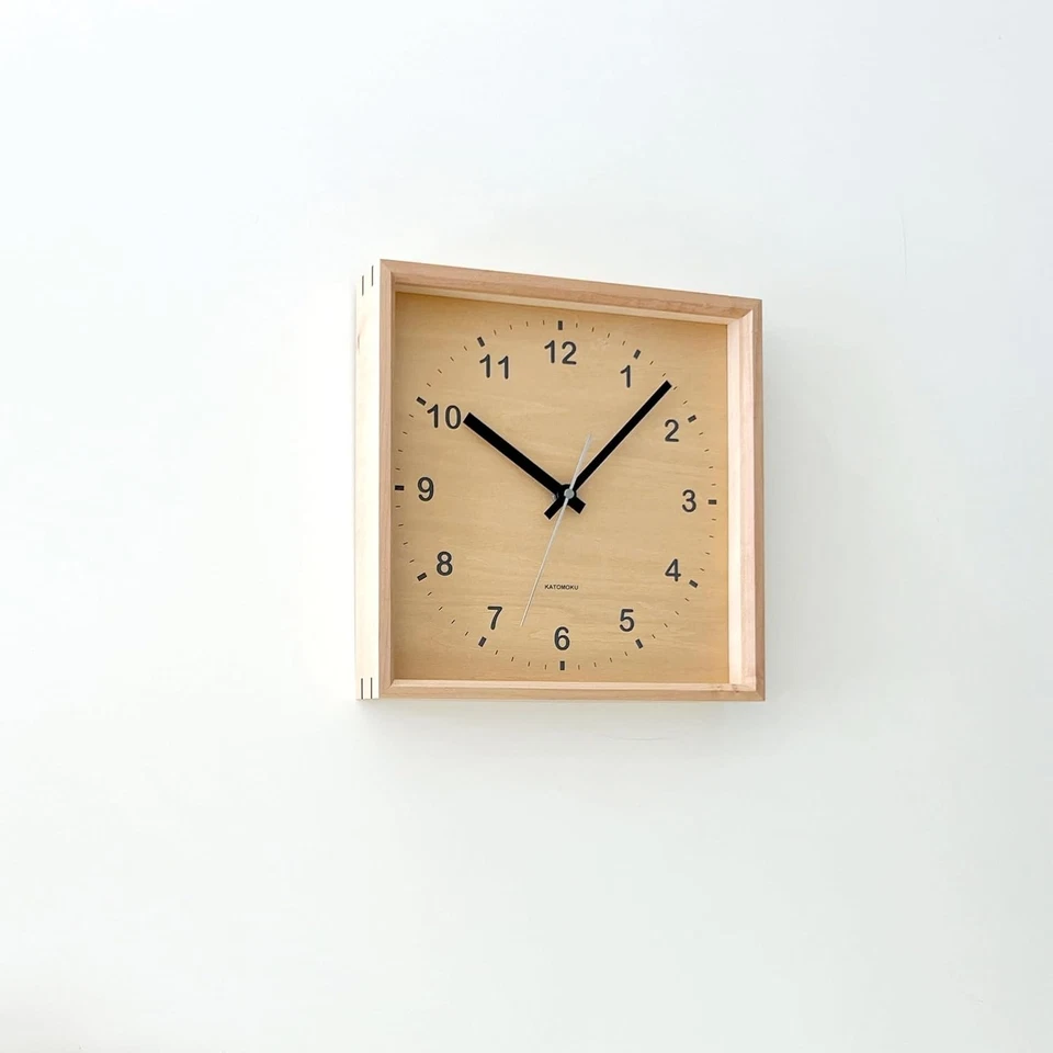 KATOMOKU muku square clock km-38WA Wood Walnut Wall Clock 25.7cm New - Image 2 of 2