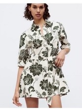 ZARA KHAKI FLORAL PRINT DRESS size XXL EUC