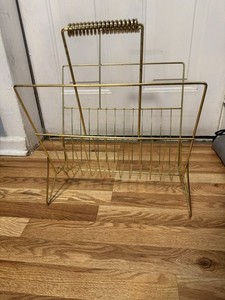 Vintage MCM Atomic Brass Newspaper Rack