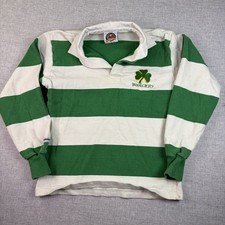 Vintage Men  s Barbarian Rugby Wear Ireland Green And White Long Sleeve Shirt XS