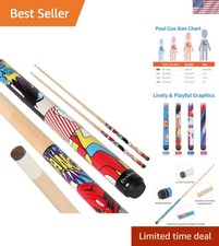 Kids Short Pool Cue Set of 2, Canadian Maple Wood, 4 Sizes 36/42/48/52 Inch w...