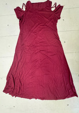 Shein Solid Dark Red Cold Shoulder Short Sleeve Dress Womens Size 2XL