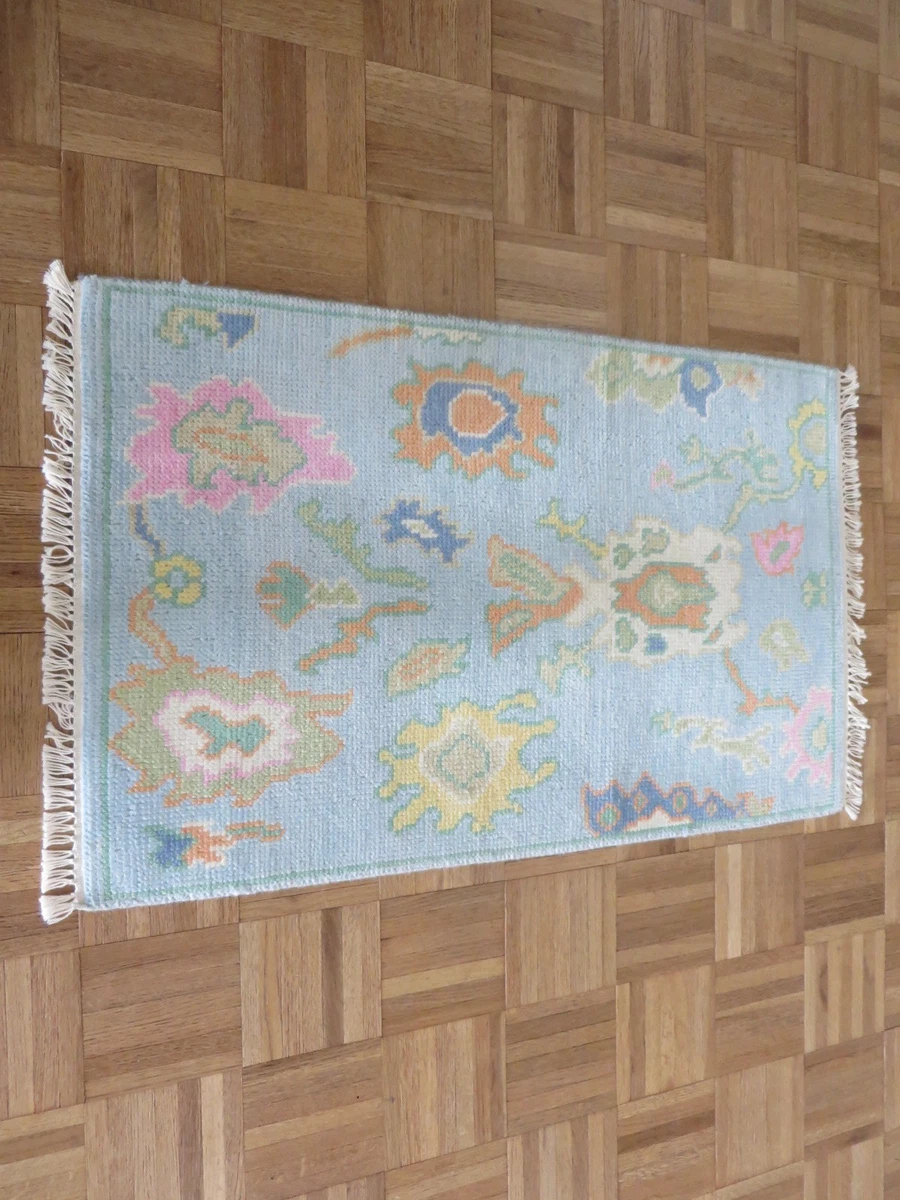 2 x 3 Hand Knotted Light Blue Modern Oushak Oriental Rug G16226 | eBay
