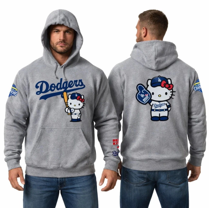 Hello Kitty Dodgers パーカー グレー SALE 30% HOT ITEM! Hello Kitty La Dodgers Grey Hoodie Giveaway