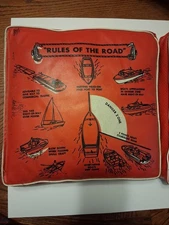 Vintage 2 Sears Boat Seat Cushion Rules of the Road Red Cabin Decor