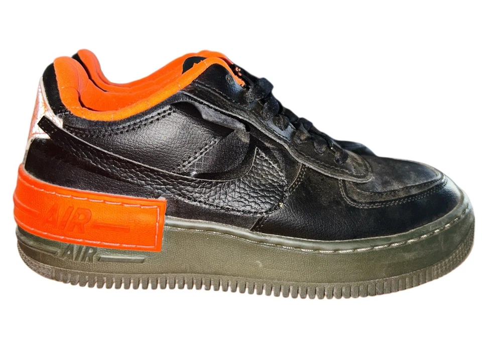 Black & Orange Nike Air Force 1's Women's 7.5  Shadow SE Black Hyper Crimson - Image 4 of 4