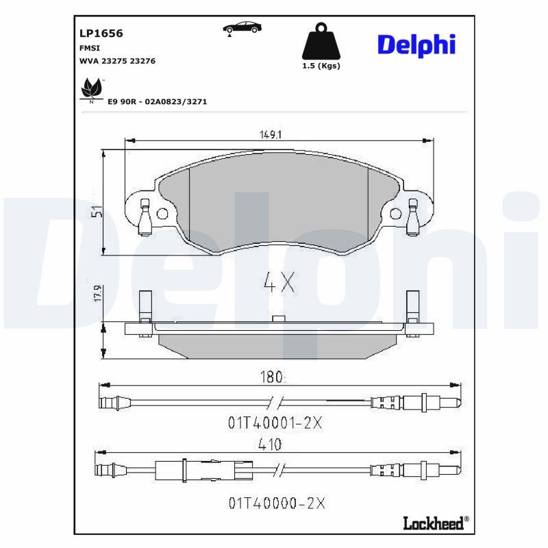 Delphi LP1656 Bremsbelagsatz für Scheibenbremse Bremsbelagsatz für Citroen - Bild 4