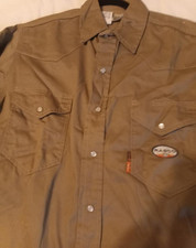Rasco Men s Fire Resistant Shirt Khaki Western Pearl Snap XL Long FR750 NWOT