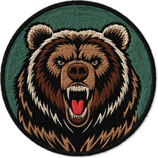 Grizzly Bear Patch for Clothes Wild Brown Ursus   Embroidered Iron on Patch for