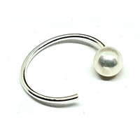 Nasenring Perle Pull Thru 20G (0,8Mm) 925 Silber Piercing Pull Through Schmuck