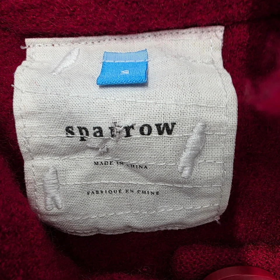 Abrigo Chaqueta Para Mujer Anthropologie Sparrow Rojo Botón Frontal Mezcla Lana Peplum XS Foto 2 de 4