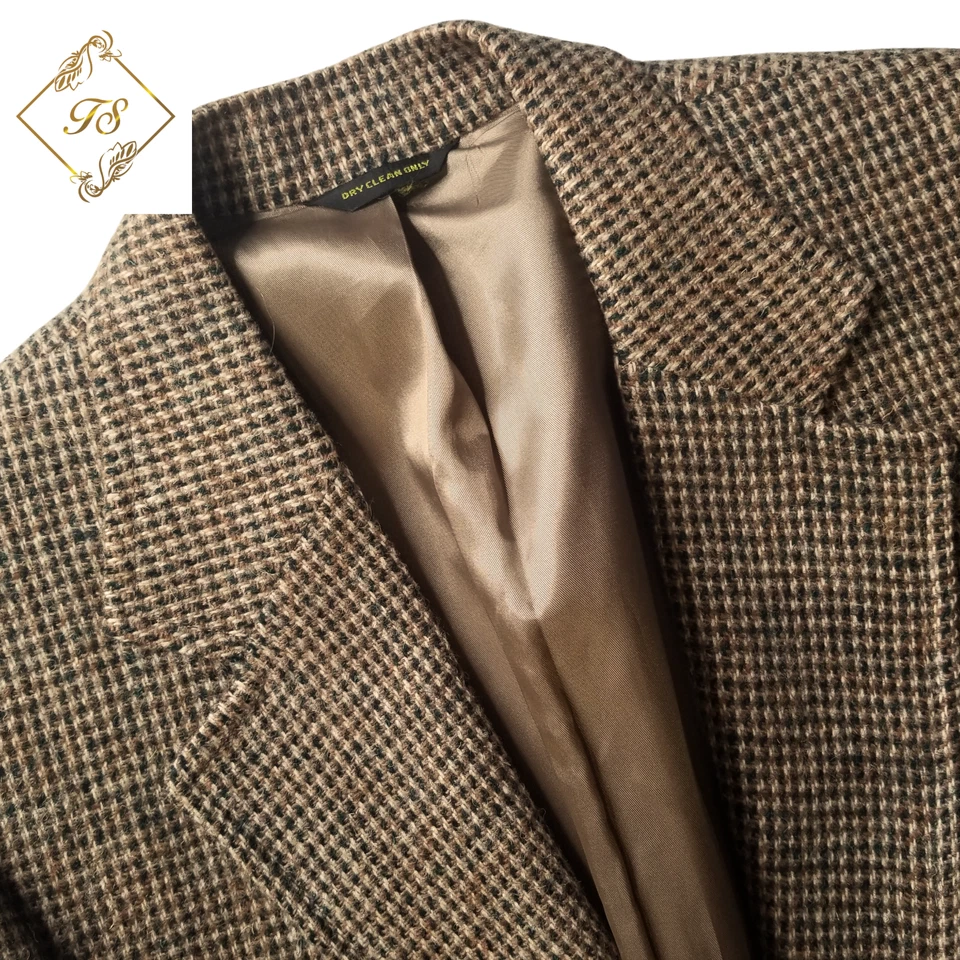 Vintage Redwood Harris Tweed Mens Blazer 40R Beige Barley Corn Sport Coat Jacket - Image 4 of 4