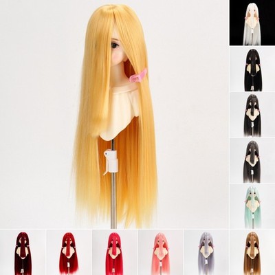 BJD Doll Wig With Long Hair And Striped Middle And Long Fringe