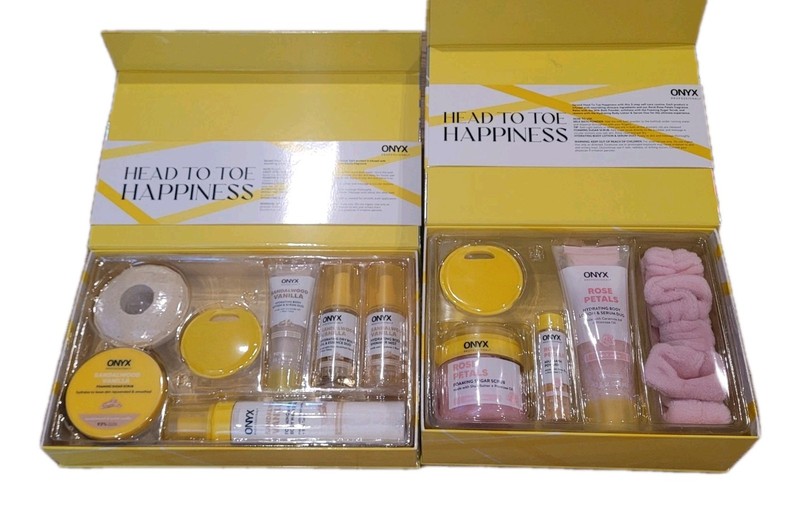 💥 NEW Sandalwood Vanilla & Rose Petal Onyx Professional Lot Bath Gift Set Scrub