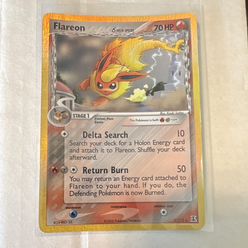 2005 Pokemon Flareon 5/113 Delta Species Delta Species Holo Rare EXC-NM Cond