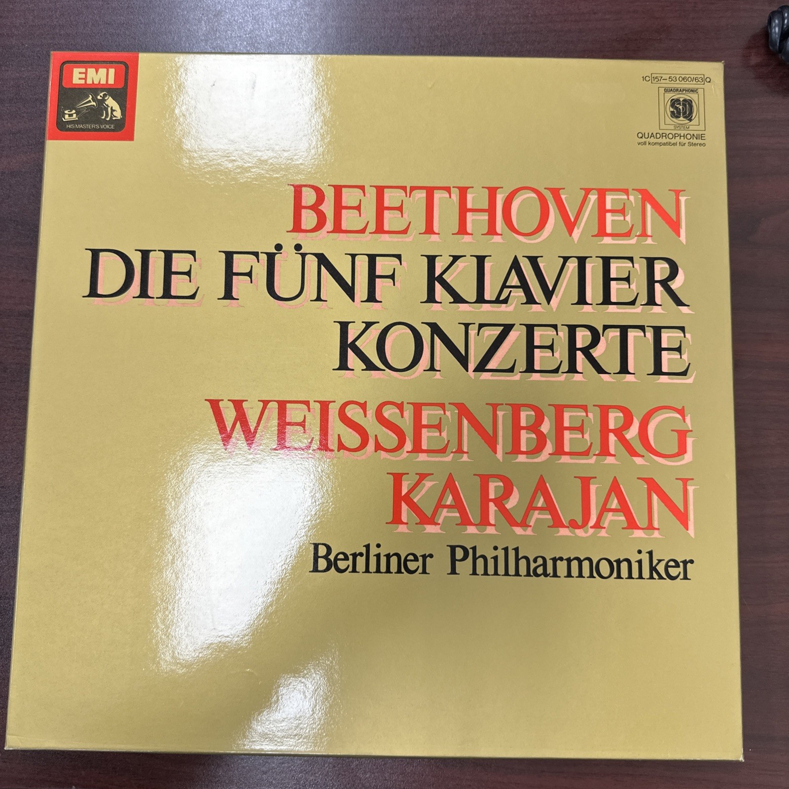 BEETHOVEN 5 Piano Concertos WEISSENBERG KARAJAN EMI C157-53060 4LP Box QUADRO