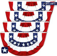 3X6 FT 4Th of July Decorations American Flag Bunting 4PCS Polyester Patriotic Bu