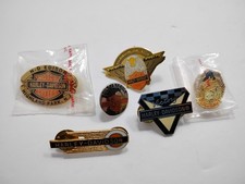 Vtg LOT 6 Harley Davidson Motorcycle Licensed Metal Enamel Biker Jacket Pins HOG