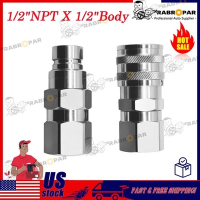 1/2 Body x 1/2 NPT Thread Flat Face Hydraulic Coupler for Bobcat Skid Steer