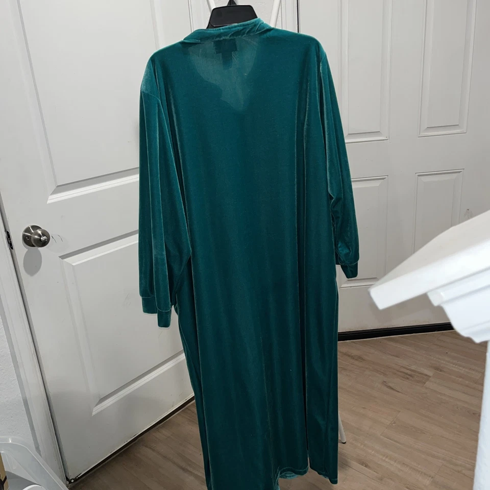 Camisón Comfort Choice Teal Poliéster Terciopelo Cálido Acogedor Modesto Talla 3X De Colección Foto 4 de 4